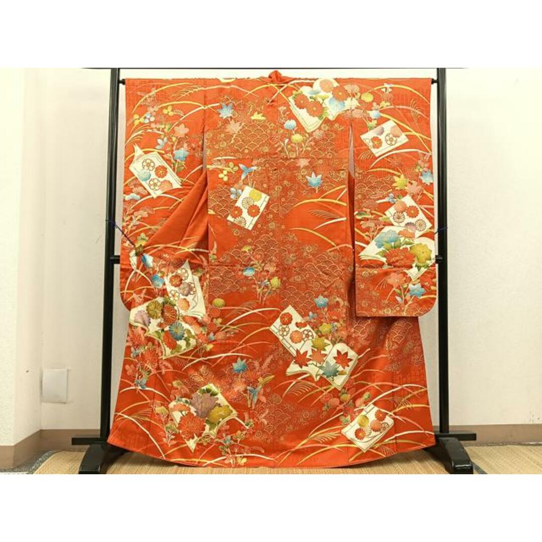 平和屋着物■豪華振袖　駒刺繍　冊子吉祥花文　金彩　正絹　逸品　BAAL3681pm