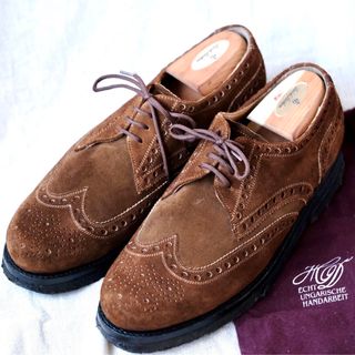 極美品HEINRICH DINKELACKERスエードフルブローグRio茶10(ドレス/ビジネス)