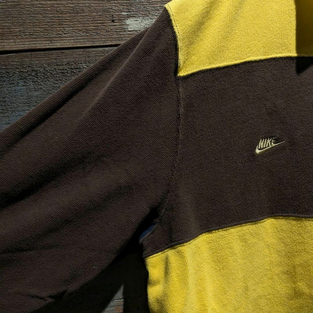 90s VINTAGE OLD NIKE ラガーシャツ 刺繍 ボーダー ブラウン 90s VINTAGE OLD NIKE ラガーシャツ 刺繍 ボーダー ブラウン