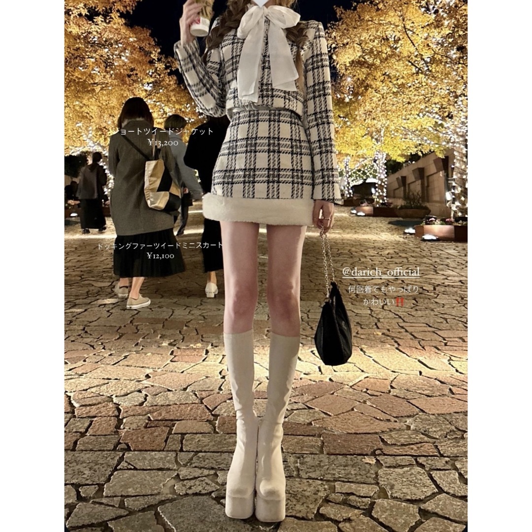 Darich - ショートツイードジャケット+ドッキングファーツイード Darich - ショートツイードジャケット+ドッキングファーツイード