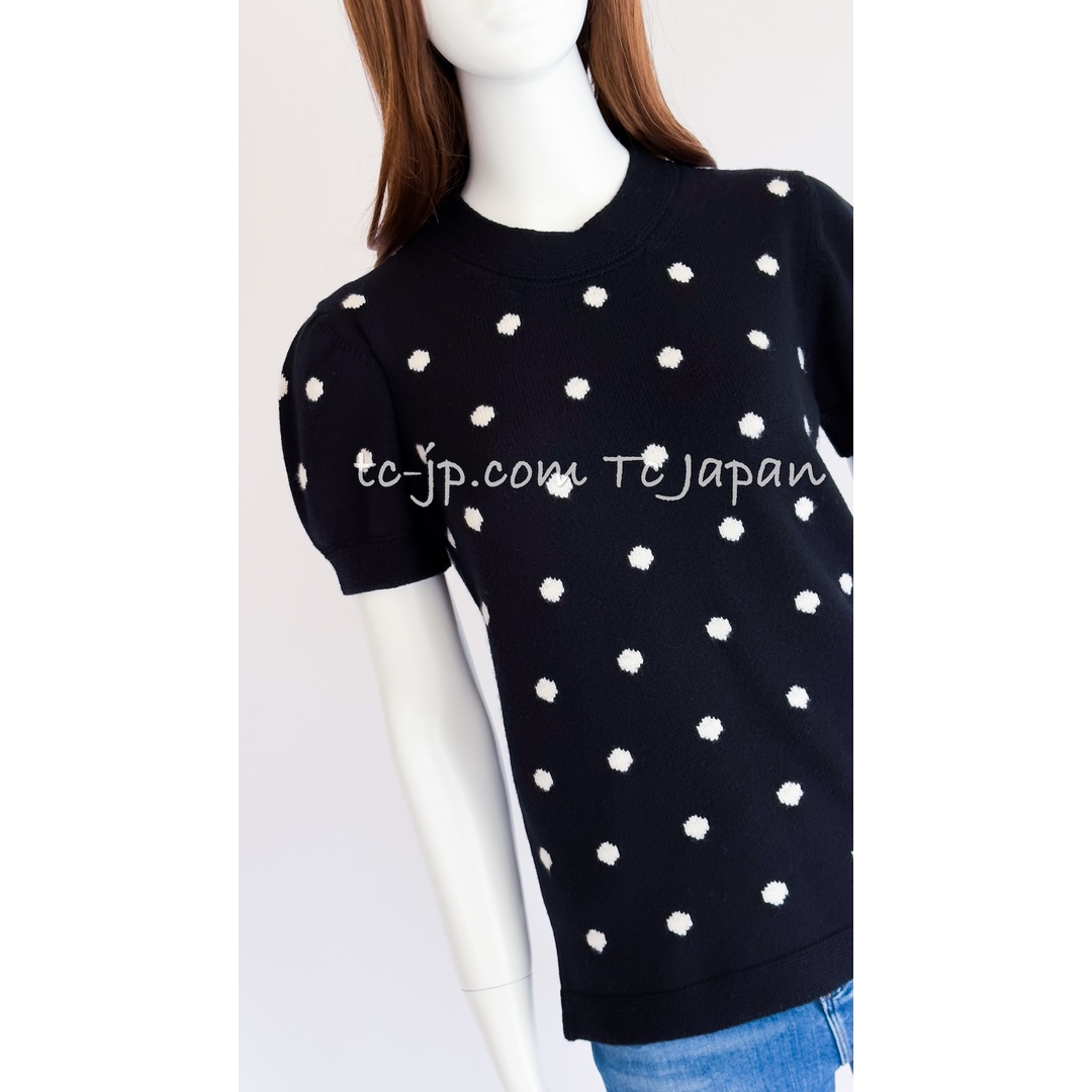 シャネル セーター CHANEL ブラック ドット ロゴ カシミヤ 100 シャネル セーター CHANEL ブラック ドット ロゴ カシミヤ 100