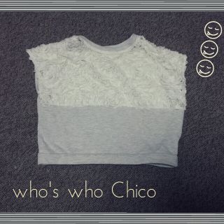 フーズフーチコ(who's who Chico)のChico♡胸元レーストップス(カットソー(半袖/袖なし))