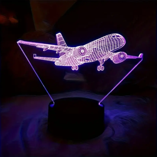 【新品】飛行機の3Dライトオブジェ LEDでカラフルに光ります(インテリア雑貨)