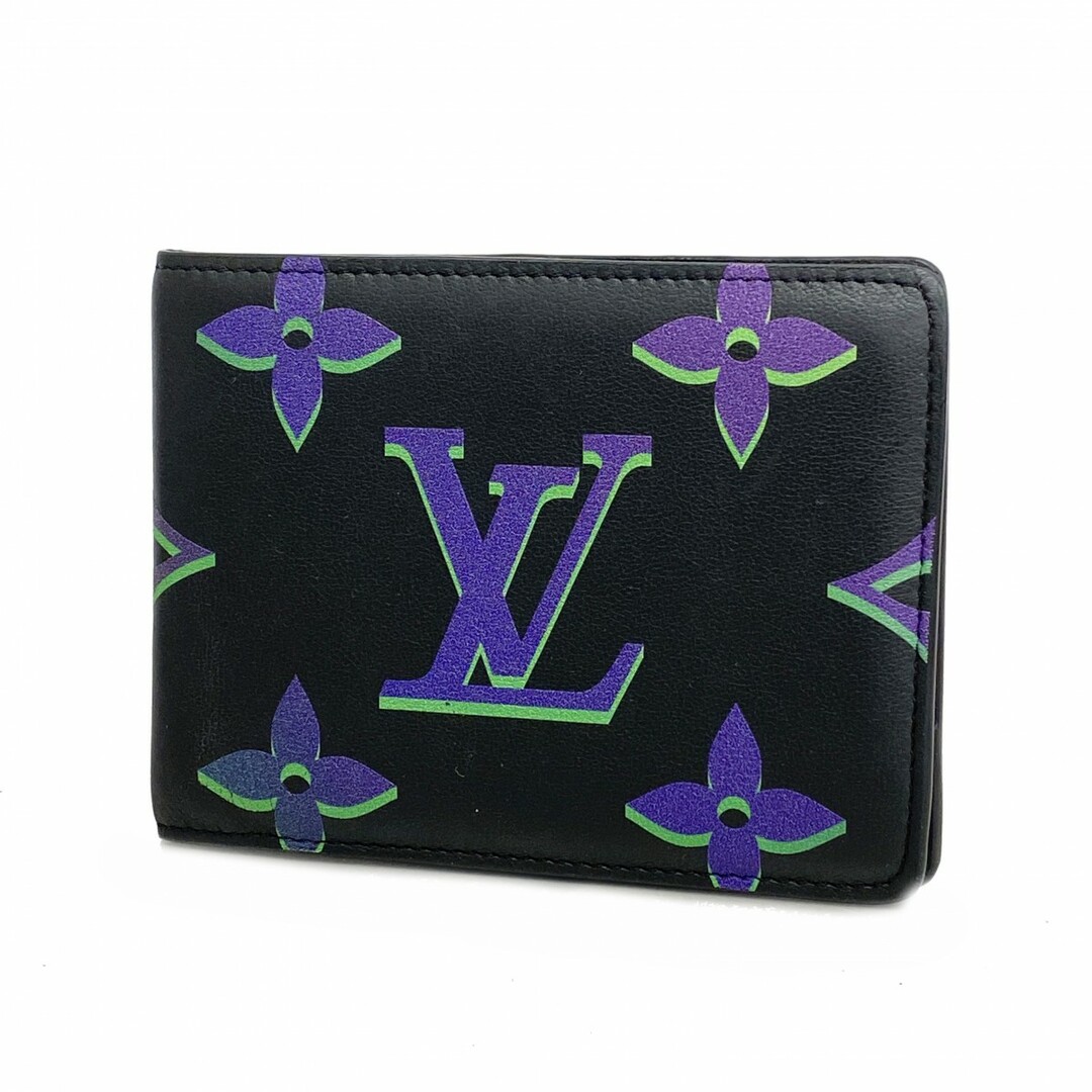 LOUIS VUITTON - 【4ta0130】ルイヴィトン 財布 カーフ ポルトフォイユミュルティプル M82297 ブラックマルチ【中古】メンズ