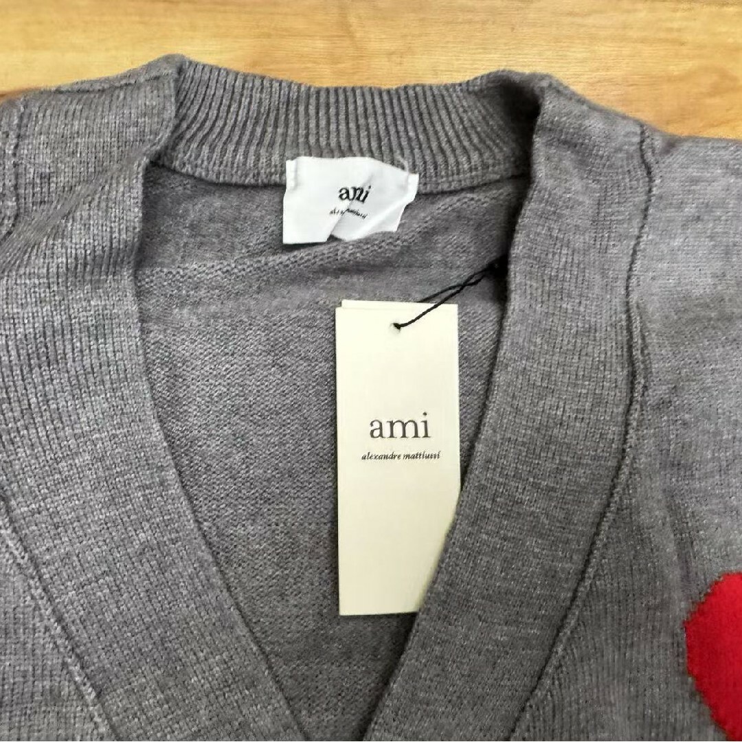 Ami paris アミパリス ニットカーディガン グレー M Ami paris アミパリス ニットカーディガン グレー M