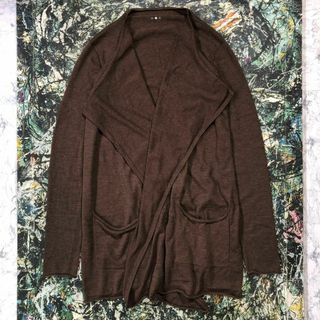 スリードッツ(three dots)の【美品】スリードッツ-three dots-ウールロングカーディガン サイズF(カーディガン)