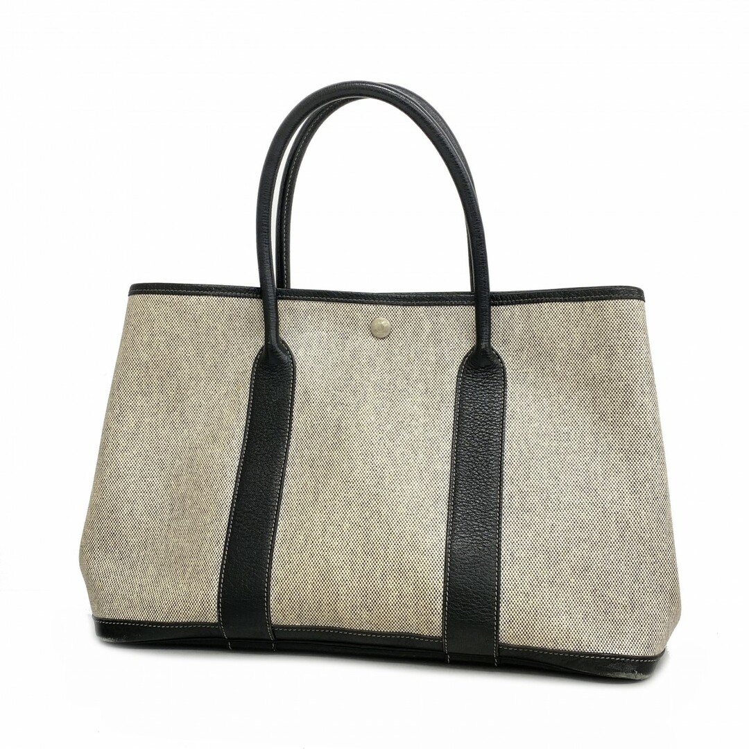 HERMES - 【4tc2909】エルメス トートバッグ ガーデンパーティPM トワルアッシュ ブラック シルバー金具 T刻印【中古】レディース