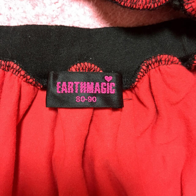 EARTHMAGIC(アースマジック)の《専用》着用感有 アースマジック フリルスカート ハートシースルー柄 80〜90 キッズ/ベビー/マタニティのベビー服(~85cm)(スカート)の商品写真