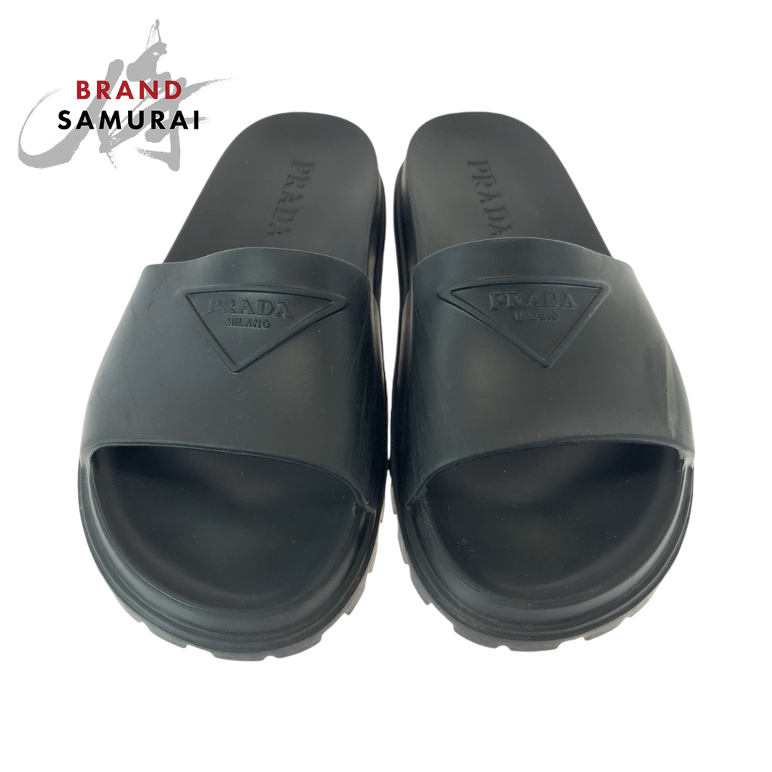 PRADA プラダ スライドサンダル ロゴ 25-26cmくらい ブラック PRADA プラダ スライドサンダル ロゴ 25-26cmくらい ブラック