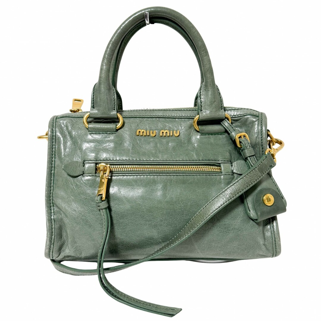 MIU MIU - 【MIU MIU / ミュウ ミュウ】ヴィテロ シャイン ２ＷＡＹ レザー ショルダーバッグ・ハンドバッグ 5BB104 2A44 F0E1D