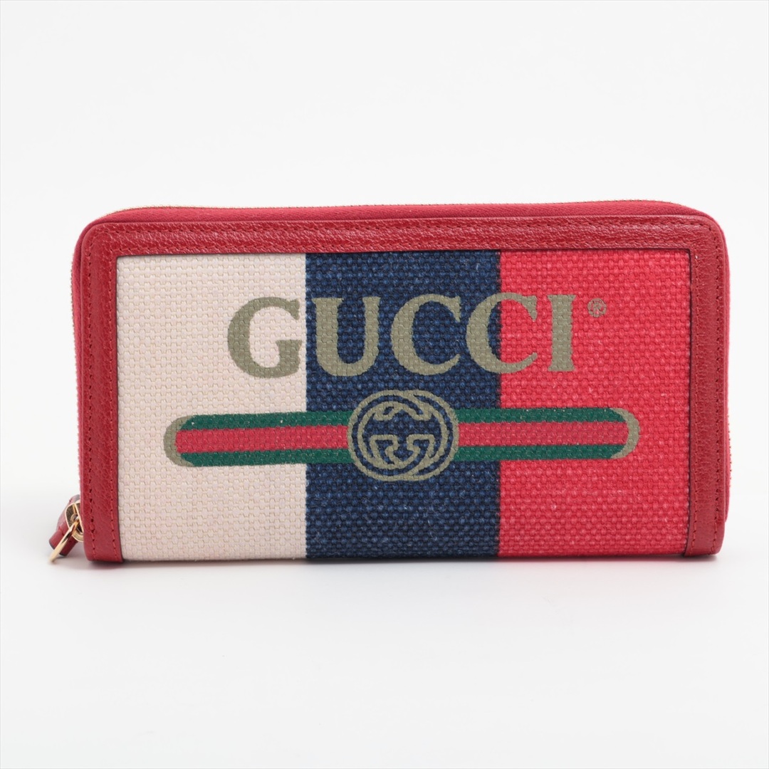 GUCCI - グッチ グッチプリント キャンバス×レザー  トリコロール レディース 長