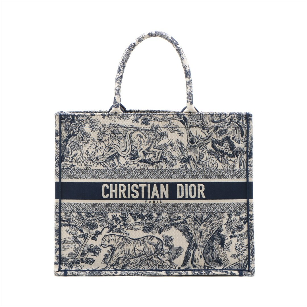 Christian Dior - クリスチャンディオール ブックトート ラージ キャンバス  ブルー レディ