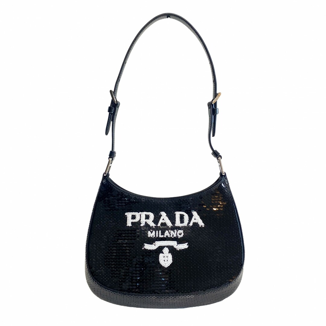 PRADA - 【PRADA / プラダ】スパンコール×レザー ショルダーバッグ ブラック 1BC169