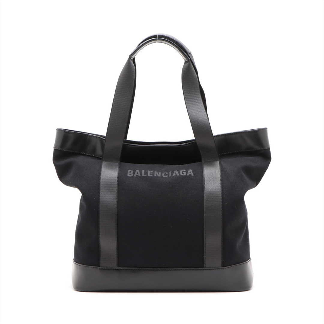 BALENCIAGA - バレンシアガ ネイビートート キャンバス×レザー  ブラック レディース