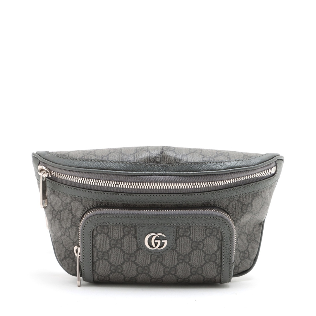 GUCCI - グッチ  PVC×レザー  グレー メンズ ウエストバッグ