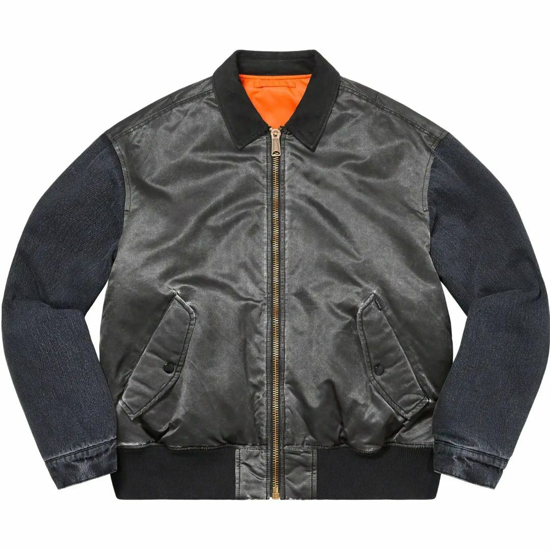 Supreme - Lサイズ Supreme Denim Sleeve MA-1 ブラック 黒