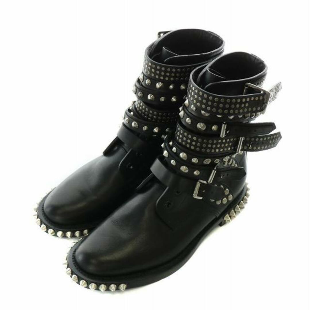 サンローランパリ　エディ期　巻きスタッズブーツ SAINT LAURENT PARIS スタッズショートブーツ 黒