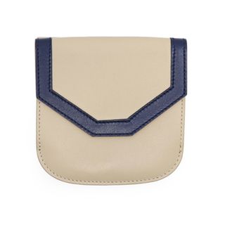 モラビト(MORABITO)の【美品】モラビト バイカラー レザー ウォレット 二つ折り財布 メンズ レディース ユニセックス ベージュ ネイビー 革財布 イタリア製 箱 袋 付属 MORABITO(財布)
