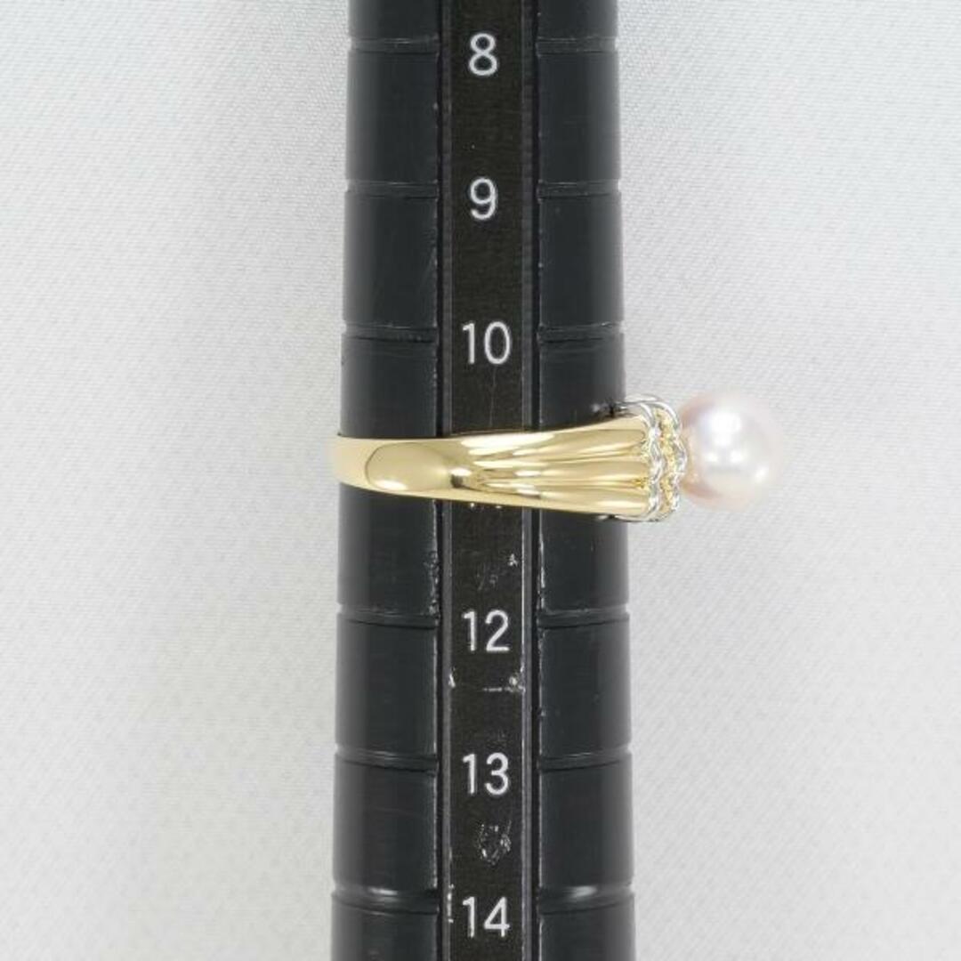 ★大人気商品★ プラチナ PT900 K18YG ダイヤ 約7mm パール 11号 指輪 リング アコヤ真珠