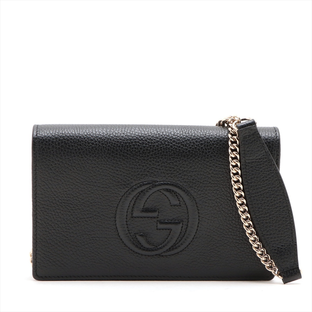 GUCCI - グッチ  レザー  ブラック レディース ショルダーバッグ