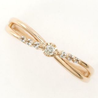 カナル4℃ K10PG リング 指輪 12号 ダイヤ ホワイトサファイア 総重量約1.7g ジュエリー 中古 送料無料 新品同様 【中古】【あす楽】 ギフトラッピング無料(リング(指輪))