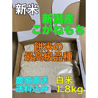 新米　新潟産こがねもち令和6年　白米1.8kg(米/穀物)