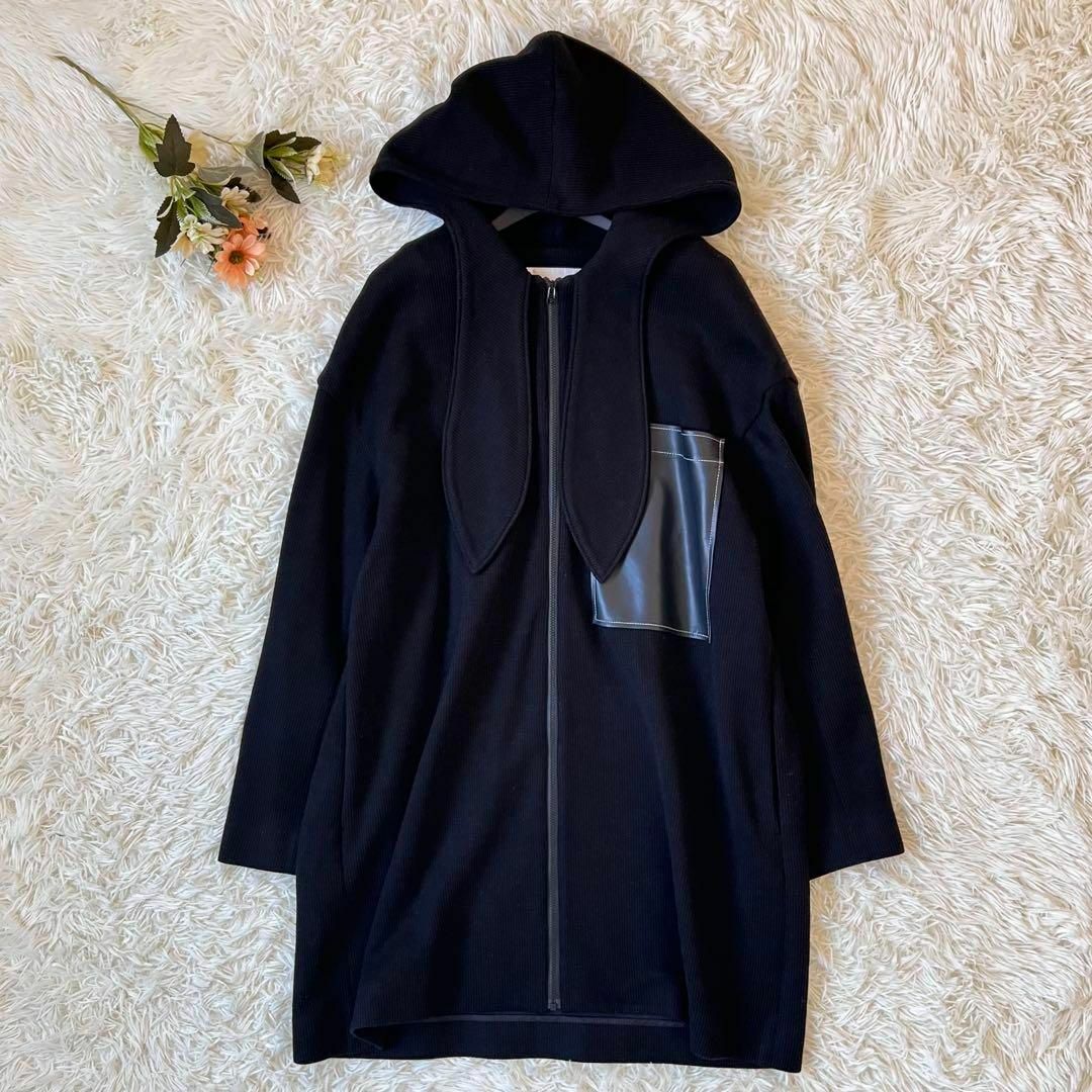 ADORE アドーア バルキー ダブル フェイス ジャケット ブラック ADORE アドーア バルキー ダブル フェイス ジャケット ブラック