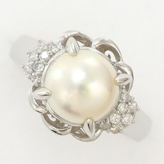 PT900 プラチナ リング 指輪 12.5号 パール(真珠) 約8mm ダイヤ 総重量約7.7g ジュエリー 中古 送料無料 新品同様 【中古】【あす楽】 ギフトラッピング無料(リング(指輪))