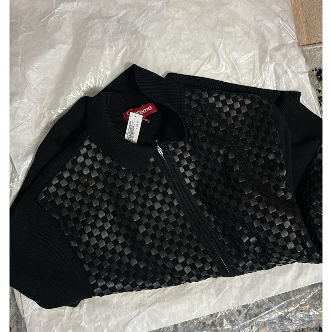 Supreme Woven Leather Zip Up Cardigan 黒M Supreme Woven Leather Zip Up Cardigan 黒M