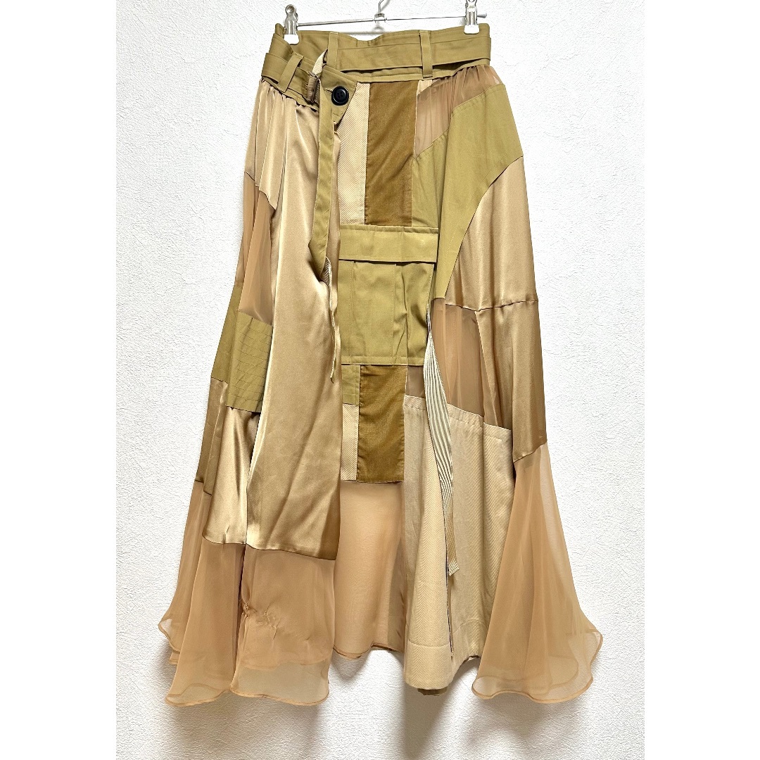 sacai 20ss 異素材パッチワークスカート sacai 20ss 異素材パッチワークスカート