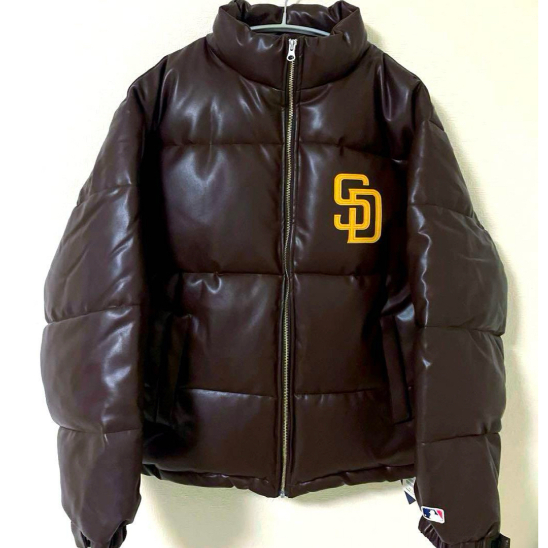 新品MLB パドレス ダウンジャケット レザー 中綿ブルゾン ジャンバー 新品MLB パドレス ダウンジャケット レザー 中綿ブルゾン ジャンバー