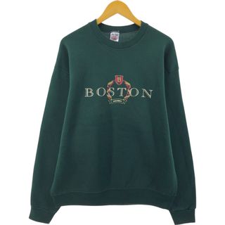 フルーツオブザルーム(FRUIT OF THE LOOM)の古着 90年代 フルーツオブザルーム FRUIT OF THE LOOM BOSTON ボストン大学 カレッジスウェットシャツ トレーナー USA製 メンズXL相当 ヴィンテージ /eaa479752(スウェット)