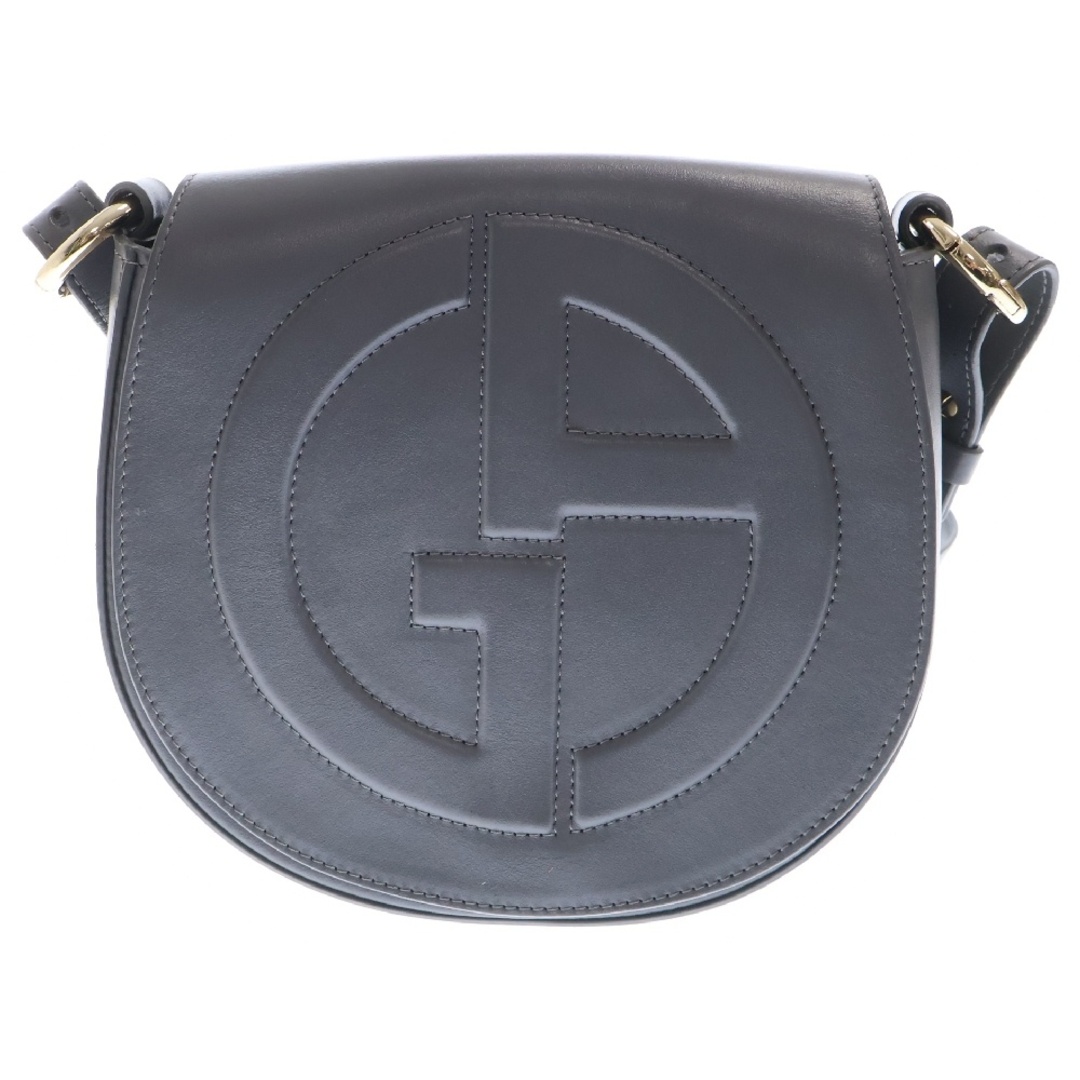 GIORGIO ARMANI - GIORGIO ARMANI ジョルジオアルマーニ Round Crossbody Bag GAロゴ レザーショルダーバッグ ラウンドクロスボディバッグ グレー