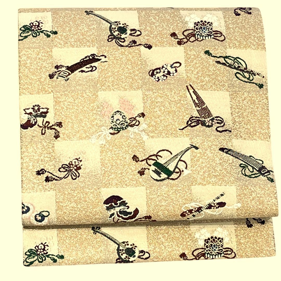 O-489 洒落袋帯　金糸　六通　新品　美品