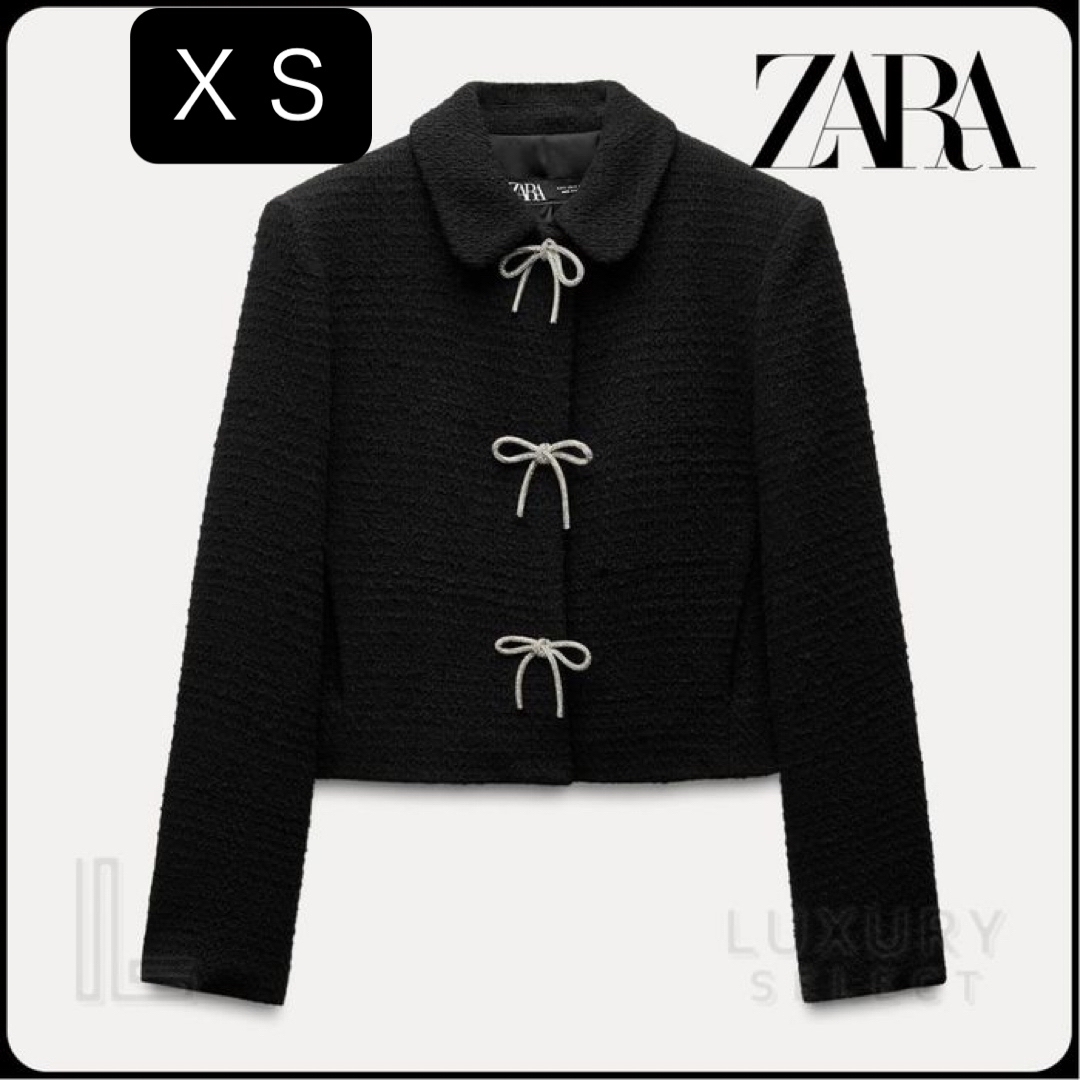 ZARA - ☆ZARA☆ TEXTURED JACKET WITH BOW BUTTONの通販 by ZARA - ☆ZARA☆ TEXTURED JACKET WITH BOW BUTTONの通販 by