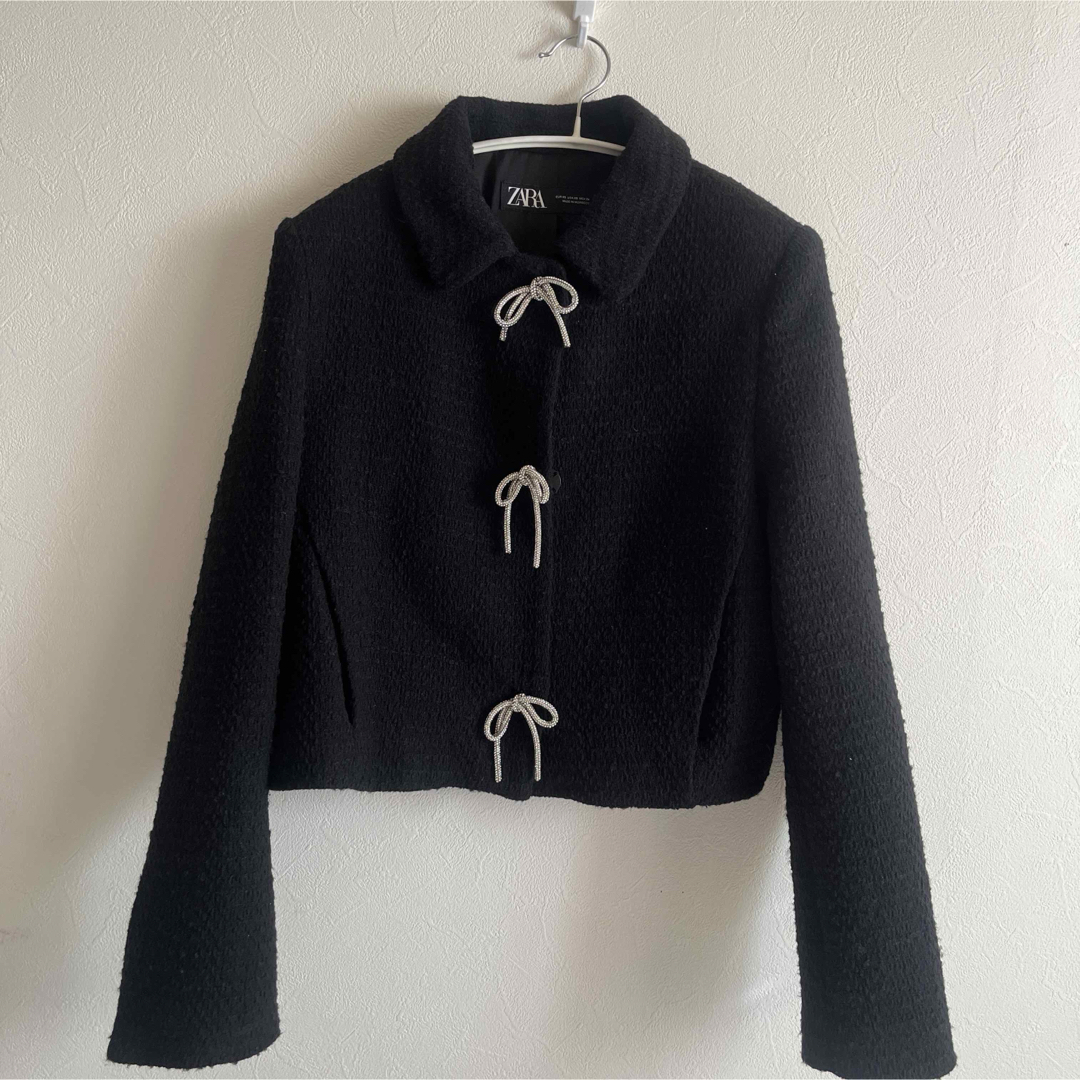 ZARA - ☆ZARA☆ TEXTURED JACKET WITH BOW BUTTONの通販 by ZARA - ☆ZARA☆ TEXTURED JACKET WITH BOW BUTTONの通販 by