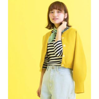 ドットアンドストライプスチャイルドウーマン(Dot&Stripes CHILDWOMAN)のアモッサミラノリブ　クルーネックBIGパフカーディガン(カーディガン)