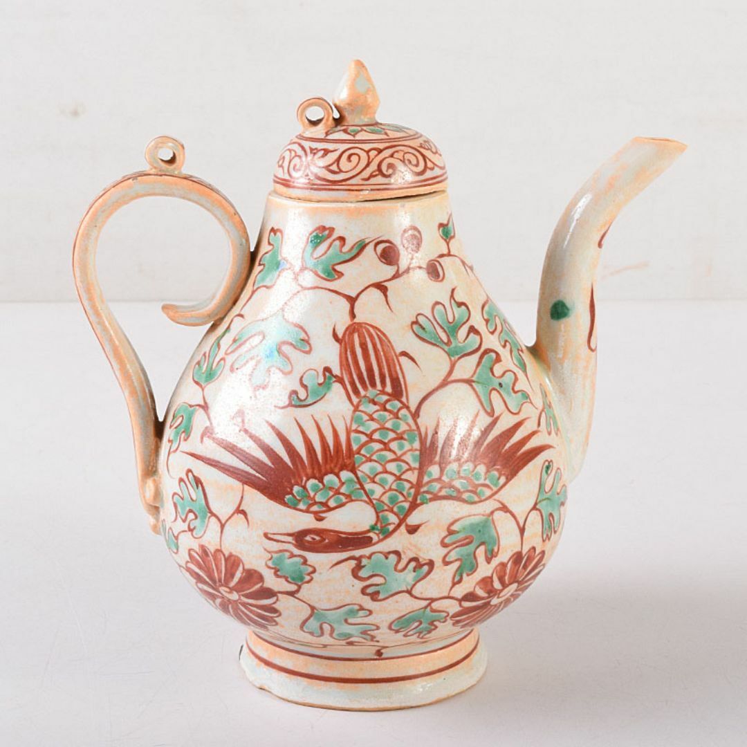 中国　呉須赤絵　花鳥文　執壷　水注瓶　C　R8154