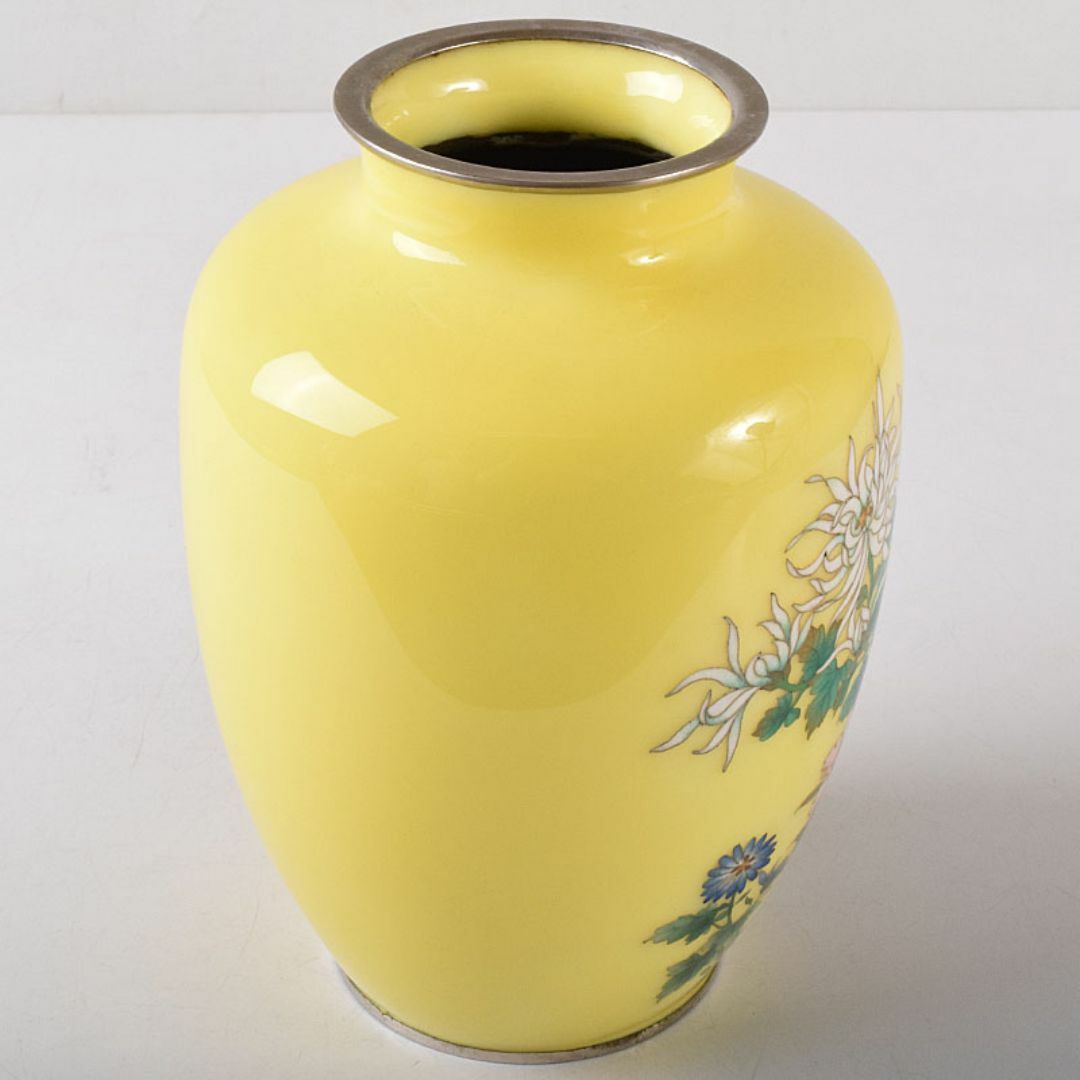 七宝焼 花文 花文瓶 箱付 M R8156 七宝焼 花文 花文瓶 箱付 M R8156
