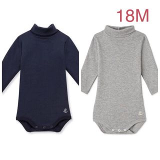 プチバトー(PETIT BATEAU)の最終sale☆18M プチバトー 裏起毛タートルネック長袖ボディ セット紺グレー(シャツ/カットソー)