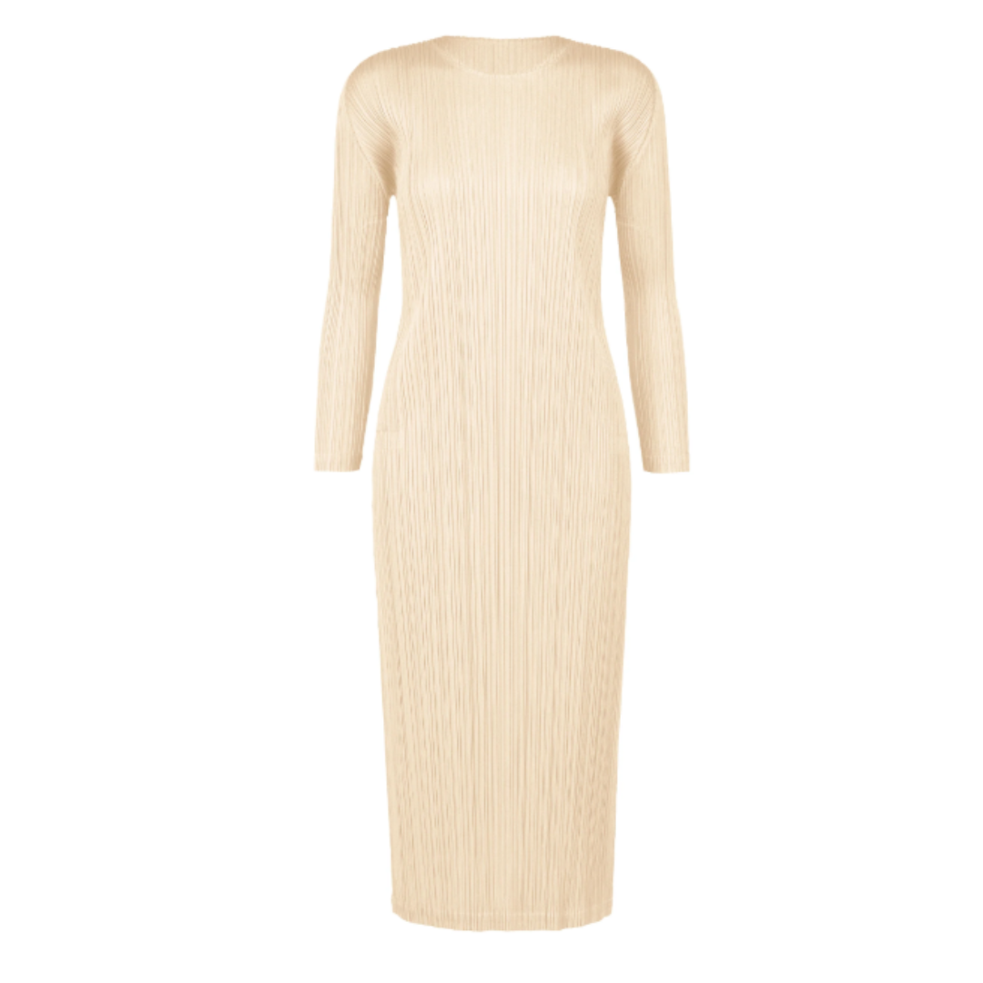 PLEATS PLEASE ISSEY MIYAKE丸首長袖ワンピース
