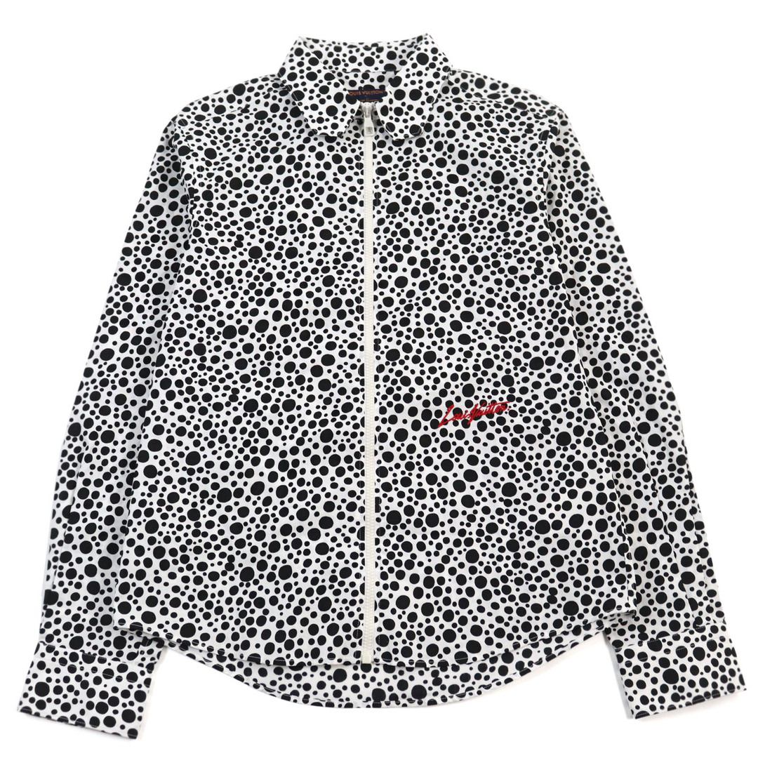 LOUIS VUITTON - 極美品○LOUIS VUITTON ルイヴィトン ヤヨイクサマ YK 23SS 1AB6I0 Infinity Dots Printed Zipped Shirt コットン100% インフィニティドット ロゴ刺繍 ジップジャケット ホワイト ブラック ドット柄 S イタリア製 正規品 メンズ
