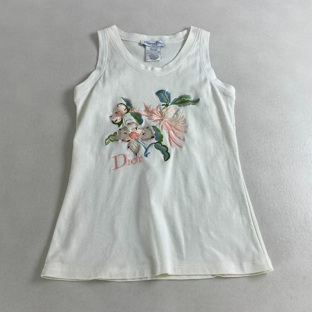 Christian Dior - 美品　クリスチャンディオール　カットソー　花刺しゅう　希少　レア　綿　イタリア製