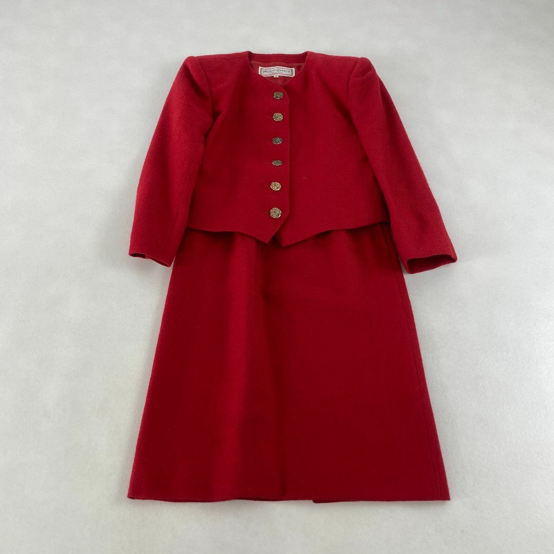 YVES SAINT LAURENT ニットスーツ　スカート　毛100％ YVES SAINT LAURENT ニットスーツスカート毛100％