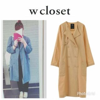 ダブルクローゼット(w closet)のachu様専用♡新品定価7,452円♡ダブルクローゼット♡綿麻ノーカラーコート(スプリングコート)