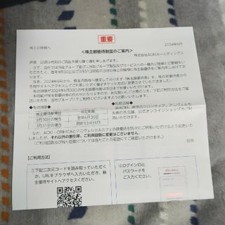 アオキ(AOKI)のAOKIホールディングス  株主優待(ショッピング)