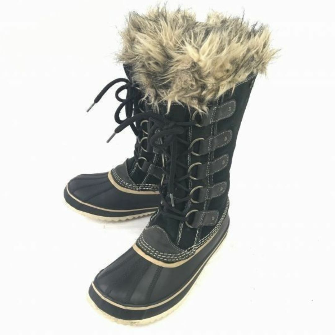 男の子向けプレゼント集結 カナダ老舗☆ソレル/SOREL☆本革/スノーブーツ【24.0/黒 スノーブーツ