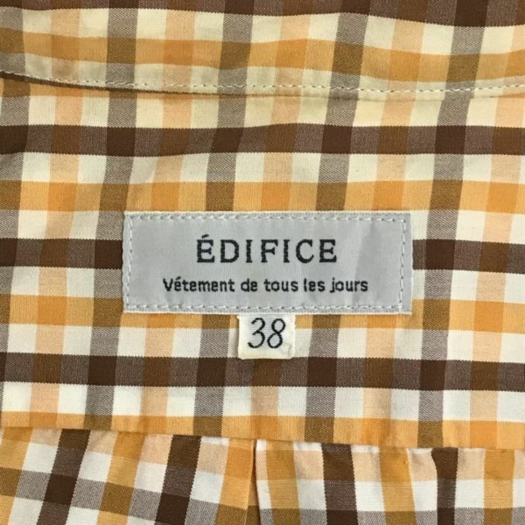 EDIFICE(エディフィス)の日本製★エディフィス/EDIFICE★長袖シャツ【38/メンズM/オレンジ×ブラウン/チェック柄/ボタンダウン】Tops/Shirts◆SBH847 #BUZZBERG メンズのトップス(シャツ)の商品写真