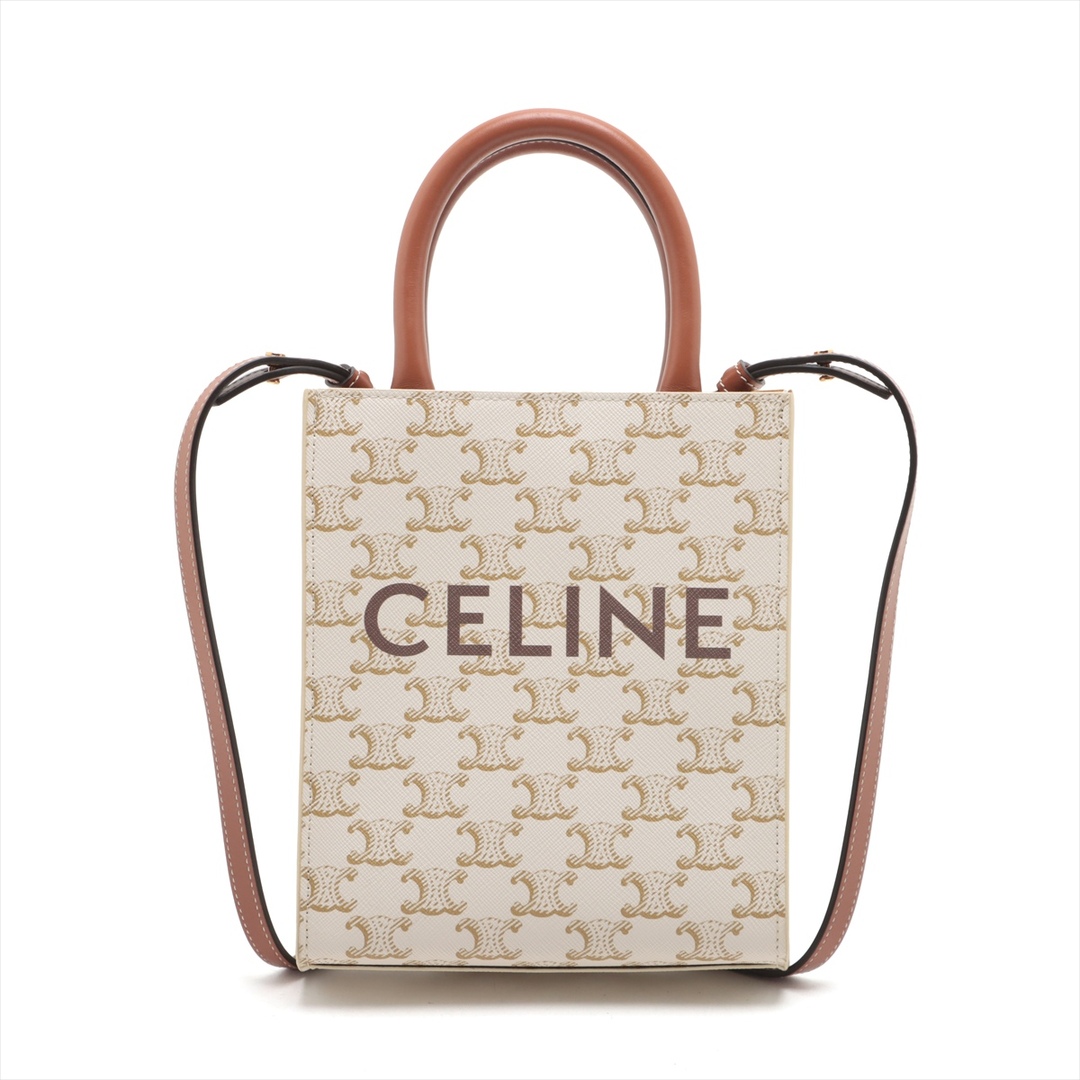 CELINE - セリーヌ ミニ バーティカル カバ PVC×レザー  ブラウン レディース
