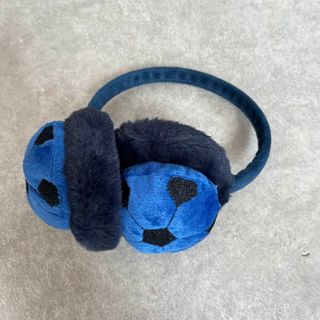 子供用　耳当て　イヤーマフラー　イヤーカフ　サッカー　青　ブルー　男の子(マフラー/ストール)